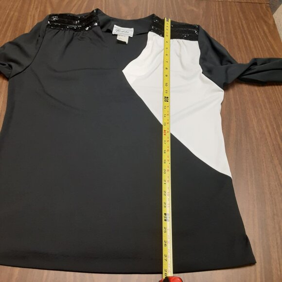 Vintage Teddi of California Black and White Sequined blouse Size 14 USA - Picture 8 of 9